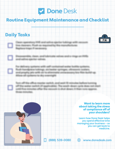 Dental Routine Equipment Maintenance Checklist